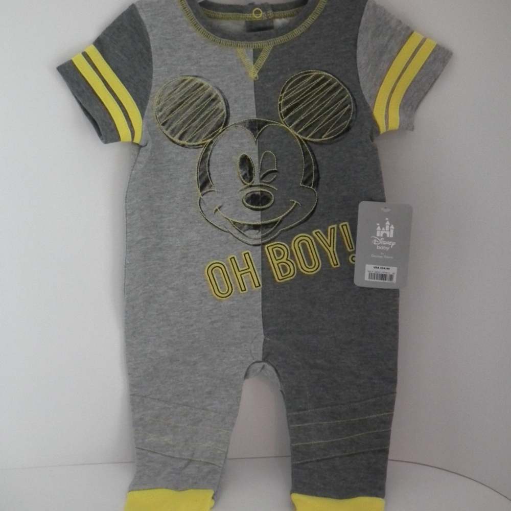 Mickey Mouse Yellow and Grey onesie for 6-9M